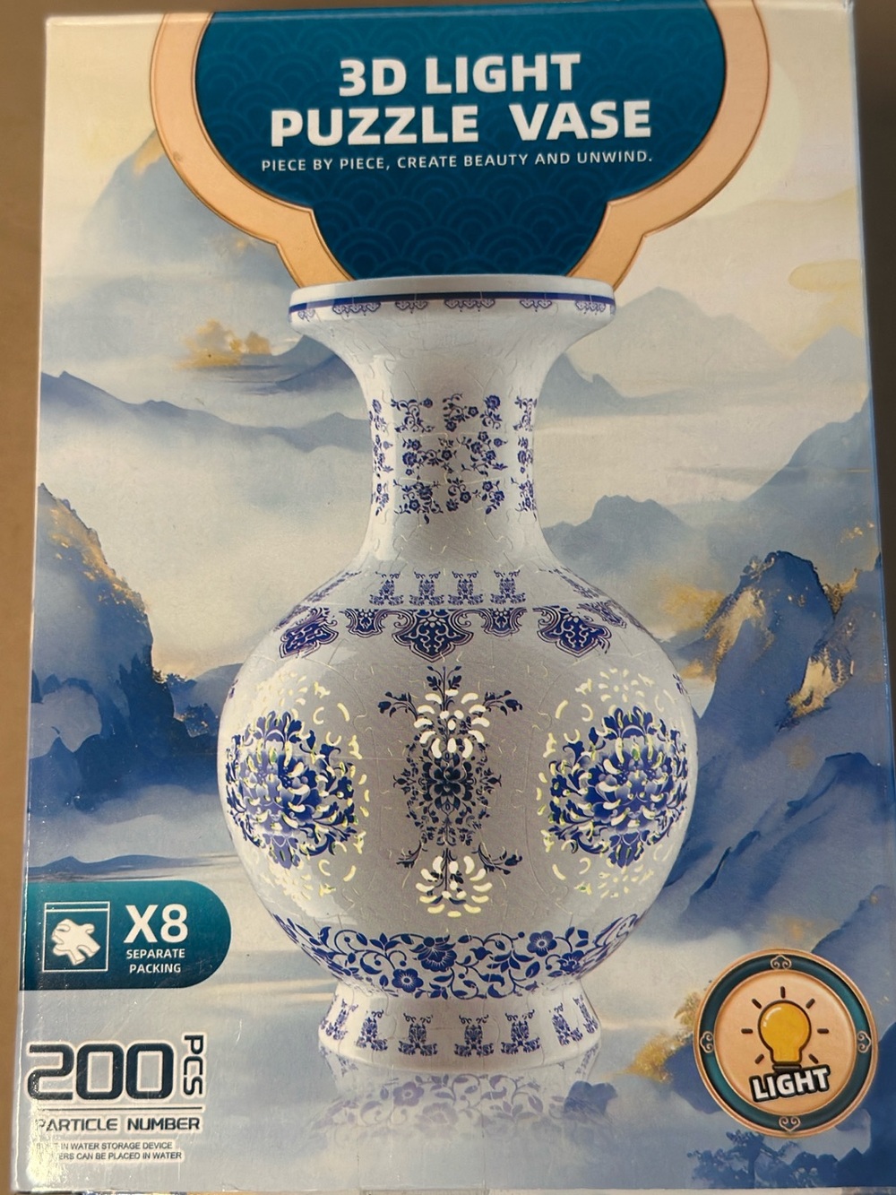 NEW 3D Puzzle Vase - Green Decorative Vase Kit with Light Gift Jigsaw READ DESCR